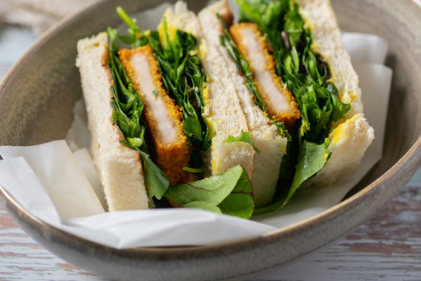 Sandwich with Elliniki Salad and breaded chicken