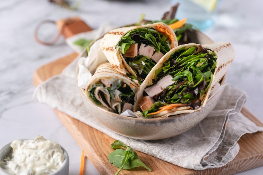 Salad wrap with Kale Mix and turkey